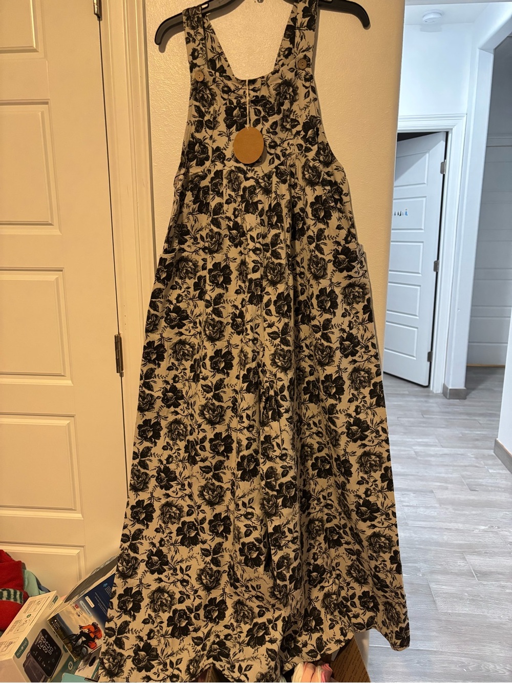 BIBI Sleeveless Floral wide leg jumpsuit in Black and Cream